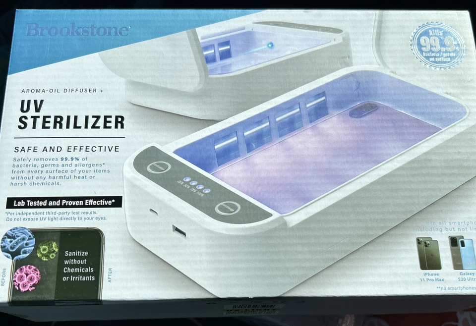 Brookstone UV Sterilizer Universal Smartphone Charger iPhone Android