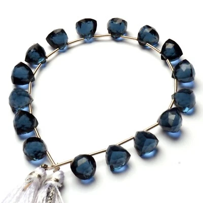 London Blue Topaz Color Quartz Faceted 8 mm Size Trillion Shape Beads 7" - Image 1 of 4