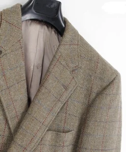 NWT DAKS Beige Multicolor Plaid Wool Blazer Sz. 43/44 R L - Old Stock - Picture 1 of 7