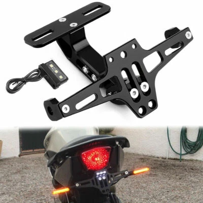 Soporte de matrícula LED negro ordenado cola de motocicleta para Ninja ZX7R ZX9R ZX12R Foto 1 de 4