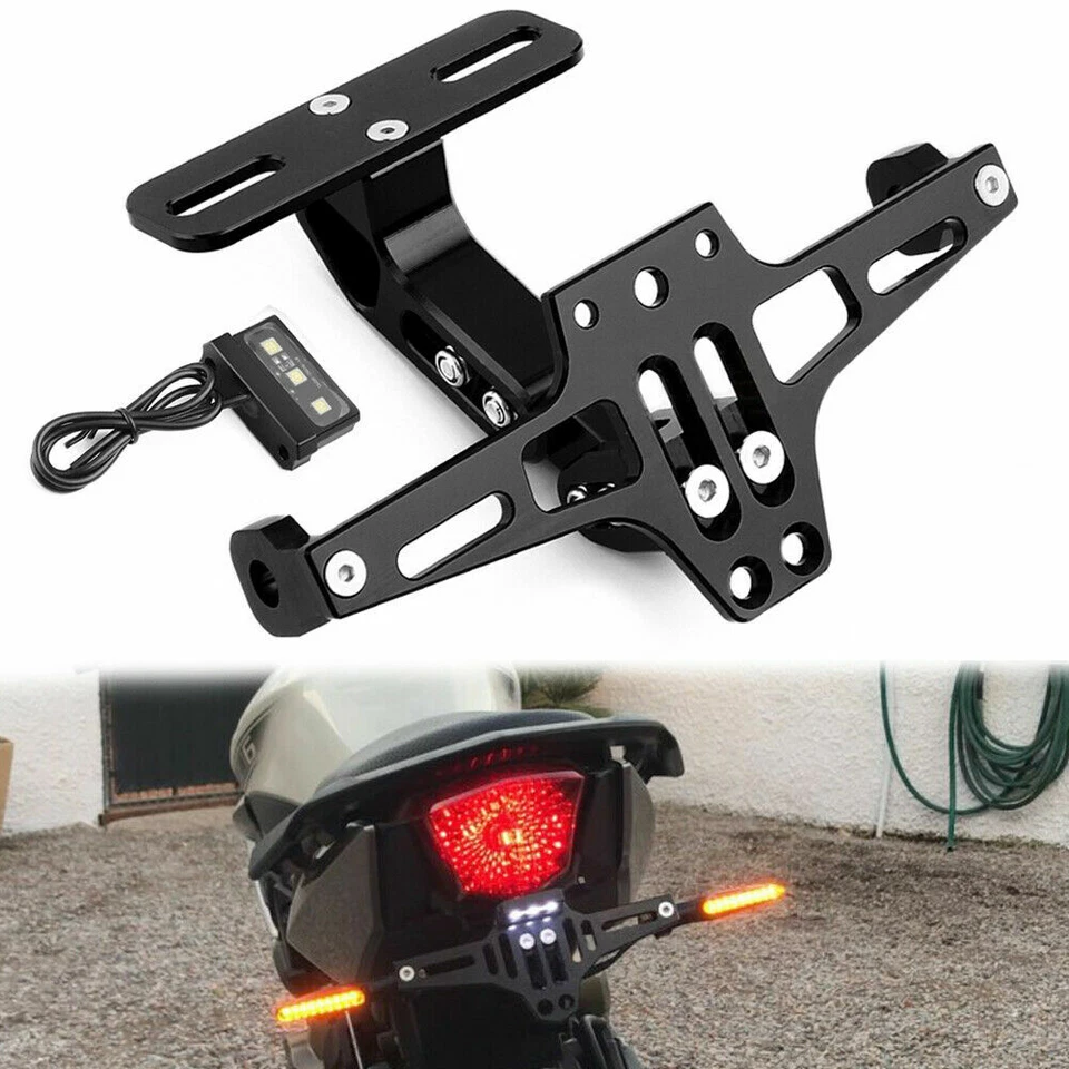 Soporte de matrícula LED negro ordenado cola de motocicleta para Ninja ZX7R ZX9R ZX12R Foto 1 de 4