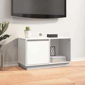 TV Cabinet Entertainment Unit Stand Console Storage Rack Shelf White Wood Pine - Picture 1 of 11