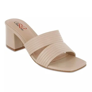 Mia Amore Beige STRATAH Heeled Slide Sandals Women's US 10W - Picture 1 of 12