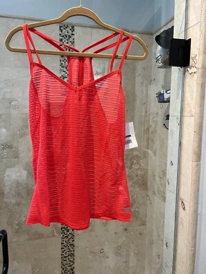 Marika, Orange/Pink tank top - Size L sheer poppy strappy new nwt - Image 1 of 4