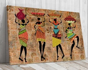 African Ladies Decorative illustration mounted canvas ready to hang - Picture 1 of 9