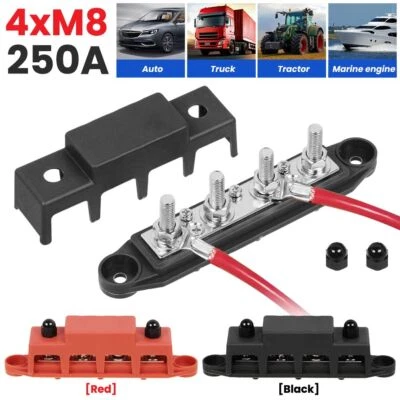 SANHESHUN 2x Sammelschiene Positiv Negativ Batterie Stromverteilerblock mit 4 x M8 Klemme