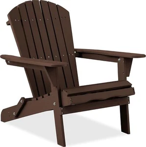 Folding Adirondack Chair Outdoor Wooden Accent Furniture Fire Pit Lounge Chairs - Picture 1 of 7