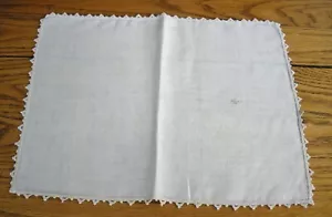 Vintage Off-White Linen 11" x 15" Table Scarf ~ - Picture 1 of 5