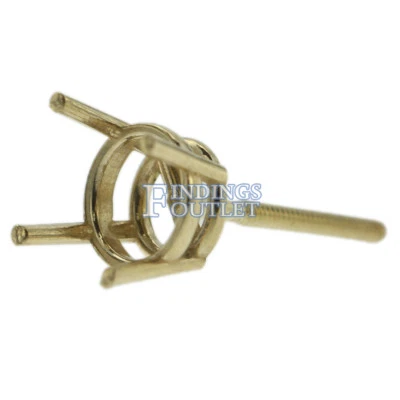 14k Yellow Gold Round Stud Earring Mounting Setting Screw Back Post 4 Prong - Image 1 of 4