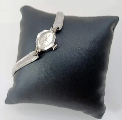 Jules Jergenson relógio de vento manual feminino caixa ouro branco 14K - Funcionando - Imagem 1 de 4