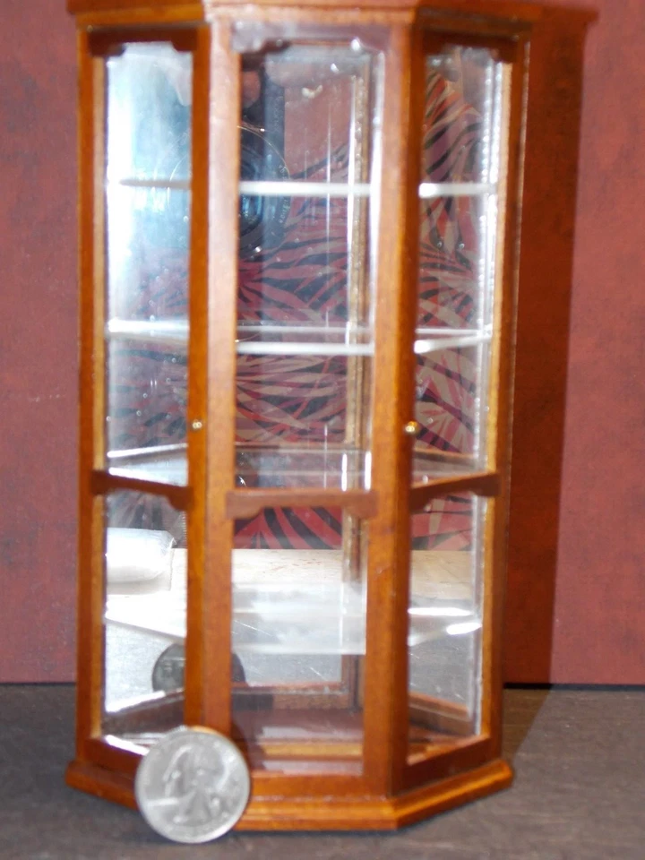 Closeout Dollhouse Miniature Mirrored Curio Shelf Display Cabinet T6074