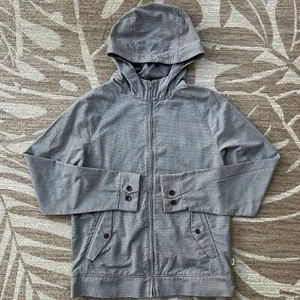 Vans Off The Wall Jacket Men's Large Gray Striped Hood Pockets Full Zip Coat - Picture 1 of 8