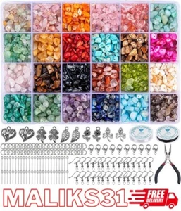 HONGTEYA 1073 Pcs Crystal Jewellery Making Kit Natural Gemstone Chip Beads