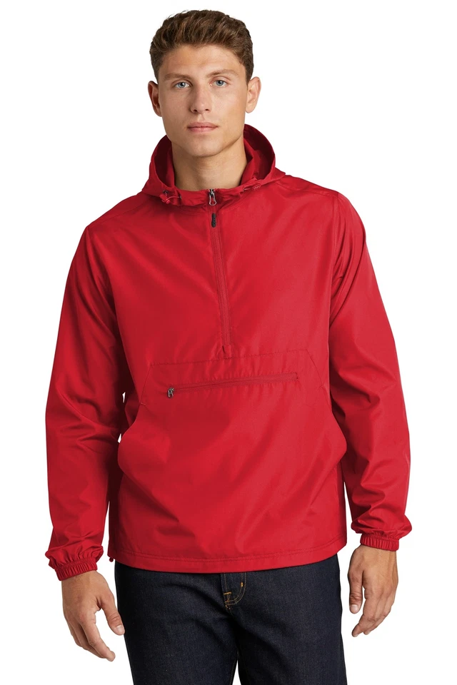 Anorak empacable Sport-Tek JST66 para hombre manga larga lucha contra el clima con bolsillos Foto 1 de 1