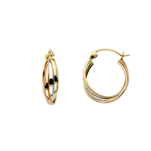 Pendientes de aro para mujer ORO - 14K Tri Color Tri Line - Imagen 1 de 5