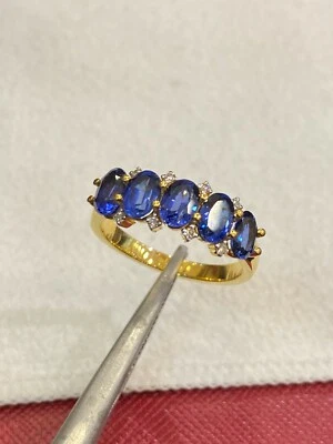 3.45 Cts Round Brilliant Cut Natural Diamond Sapphire Wedding Ring In 18K Gold - Image 1 of 4