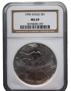 1996 American Silver Eagle $1 NGC MS69-Free USA Shipping-MS 69 - Picture 1 of 2