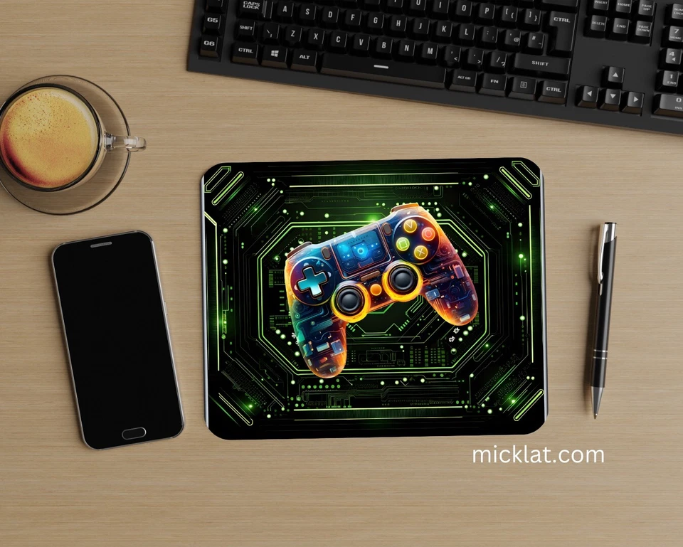 Mouse Pad 022 "Gamer Chips" - Black/Green - MICKLAT Computer Gift Accessories - Image 1 of 1