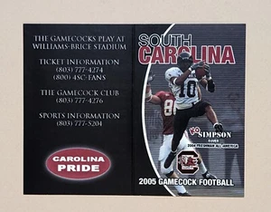 2005 South Carolina Gamecocks College Football Pocket Schedule NCAA SEC 🏈🏈 - Picture 1 of 2
