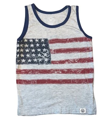 Camiseta sin mangas Wes & Willy Boys gris jaspeado bandera estadounidense gráfico timbre 5 Foto 1 de 2