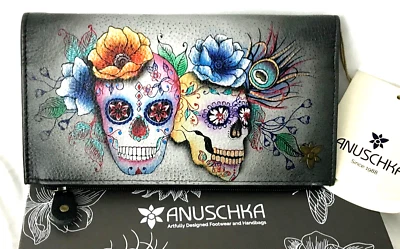 ANUSCHKA NWT💀Triple Fold Clutch Wallet-Calaveras De Azucar 1136-CDA - Image 1 of 4