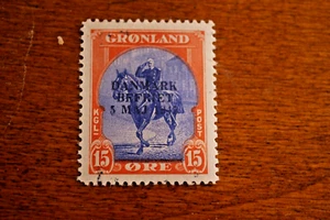 1945 GROENLANDIA Mi21I MNH 15 Ore 1945 Liberaz. Danimarca Sovr. Blu Cavallo Re - Imagen 1 de 2