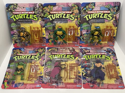 Teenage Mutant Ninja Turtles 6 Action Figure Lot 1988 Playmates Vintage Cover