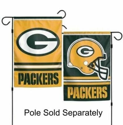 Green Bay Packers 2 Caras Doble Jardín Bandera Exterior Ventana Banner 12 x18 Nuevo. Foto 1 de 4