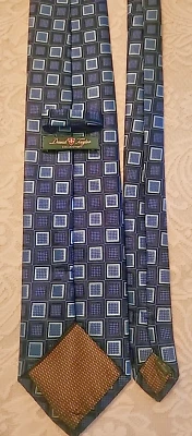 David Taylor Collection Men's Neck Tie - Blue Geometric Square Pattern - Classic - Image 1 of 3