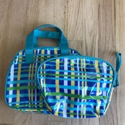 Juego de 2 bolsas de maquillaje de viaje Liz Claiborne azules Foto 1 de 4