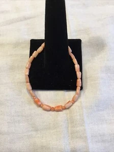 Pulsera de coral vintage con cuentas de tulipán piel de ángel rosa - Imagen 1 de 7