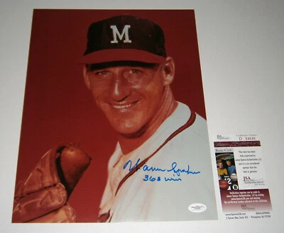 1957 BRAVES Warren Spahn signed 11x14 photo w/ 363 Wins JSA COA AUTO Autographed - Image 1 of 3