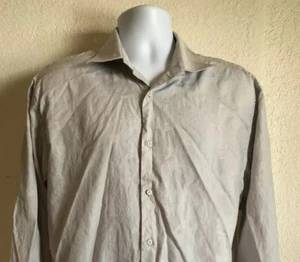 Ben Sherman Button Front L/S Shirt Gray Grey Size 4/XL Subtle Leaf Pattern - Picture 1 of 11