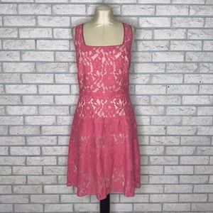 The Limited Pink Floral Lace & Beige Lined Sleeveless Fit & Flare Dress Size 8 - Picture 1 of 16