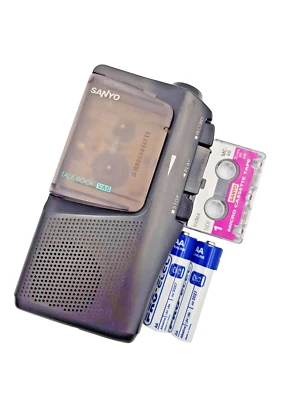 Sanyo TRC-525M Talk Book MicroCassette Voice Recorder Dictaphone Dictation Black - Image 1 of 4
