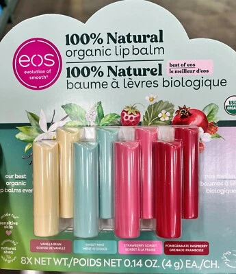 EOS 100% Natural Organic LIP BALM. 8 Lip Balms in 4 Delicious Flavors.0.14 OZ EA - Image 1 of 2
