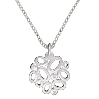 Silverly Pendente Donna Argento 925 Collana Contemporanea Cerchi Zirconia Cubica - Immagine 1 di 3