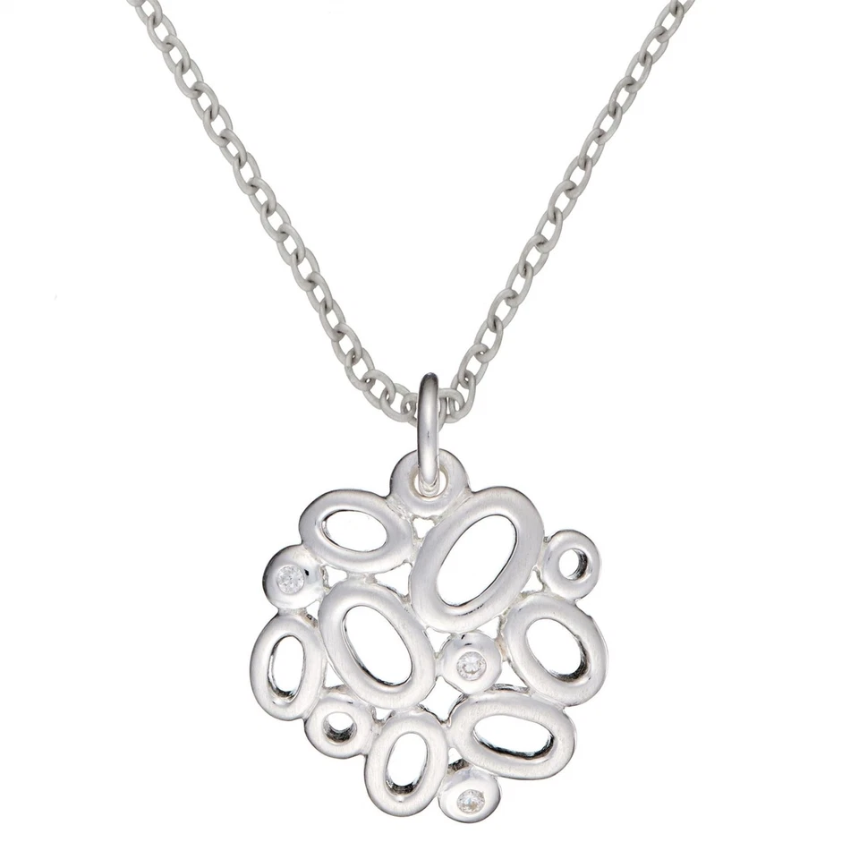 Silverly Pendente Donna Argento 925 Collana Contemporanea Cerchi Zirconia Cubica - Immagine 1 di 3