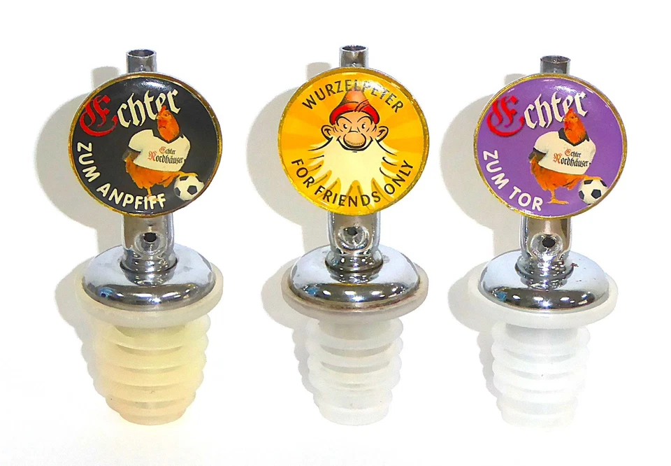 3 Flaschenausgießer mit Werbung Nordhäuser / Wurzelpeter , unbenutzt - Bild 1 von 1