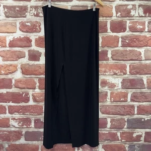 Norma Kamali Rock Damen XL uni schwarz hoher Schlitz Bein dehnbar Pull On Maxi - Bild 1 von 8