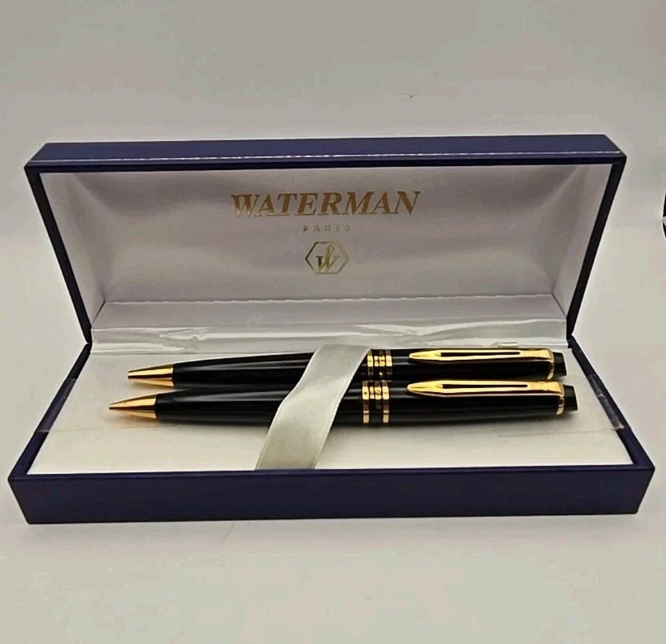 Juego de bolígrafo Waterman Expert II negro y dorado y lápiz de 0,5 mm en caja * Foto 1 de 4