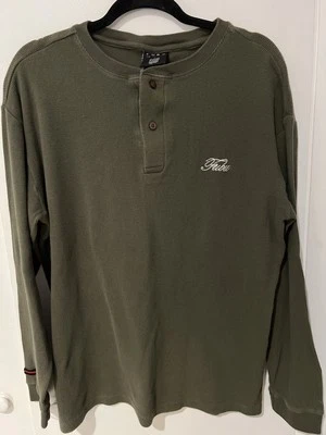 Fubu Manga Larga Para Hombres Grande Verde Henley Y2K Hip Hop Rap Ropa de Calle Foto 1 de 4