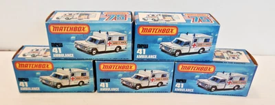 Matchbox Superfast No. 41 White Ambulance Red Cross Boxed NEW 1977 Lot of 5 - Image 1 of 4