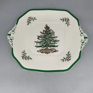 Spode Christmas Tree Tab Griff Servierplatte England 9-3/4" x 9-3/4" (S8824 S) - Bild 1 von 3