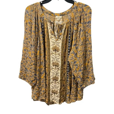 Blusa Mason & Belle Manga Cachemira Talla 2X Amarillo Gris Blusa Foto 1 de 4