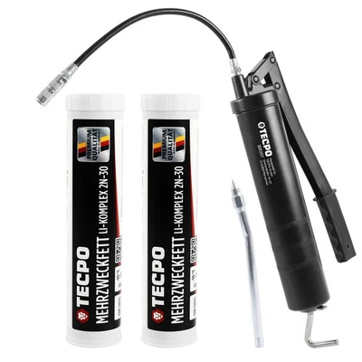 TECPO MEHRZWECKFETT LI-KOMPLEX SCHMIER-FETT KP2N-30 BLAU 2x400g + FETTPRESSE  - Bild 1 von 4