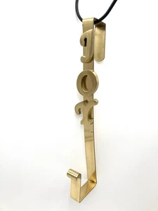 Solid Brass JOY Wreath Hanger Over-the-Door Holder Vtg Christmas 14.5” HTF Decor - Picture 1 of 13