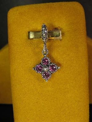 BARBARA BIXBY FLOWER CHARM RHODOLITE GARNET GEMSTONE PINK SS Pendant - Image 1 of 3