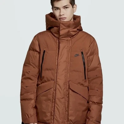 Nike Storm-Fit City Down Fill Oversized Hooded Trench Parka Coat Brown Size L - Image 1 of 4