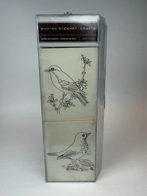 "Juego de 2 estampillas de goma montadas en madera de pájaros de Martha Stewart de 3"" X 2 1/2"" Ea 2007" Foto 1 de 4